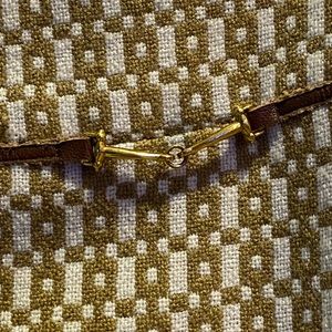 Banana Republic Tan Cream Wool Skirt Leather accent and Goldtone Metal Horsebit